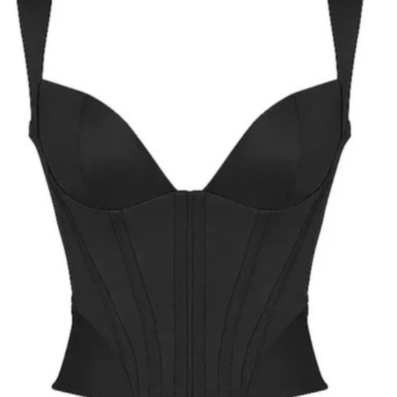 HOUSE OF CB 'Liberty' Black Satin Corset NWOT - Picture 1 of 3